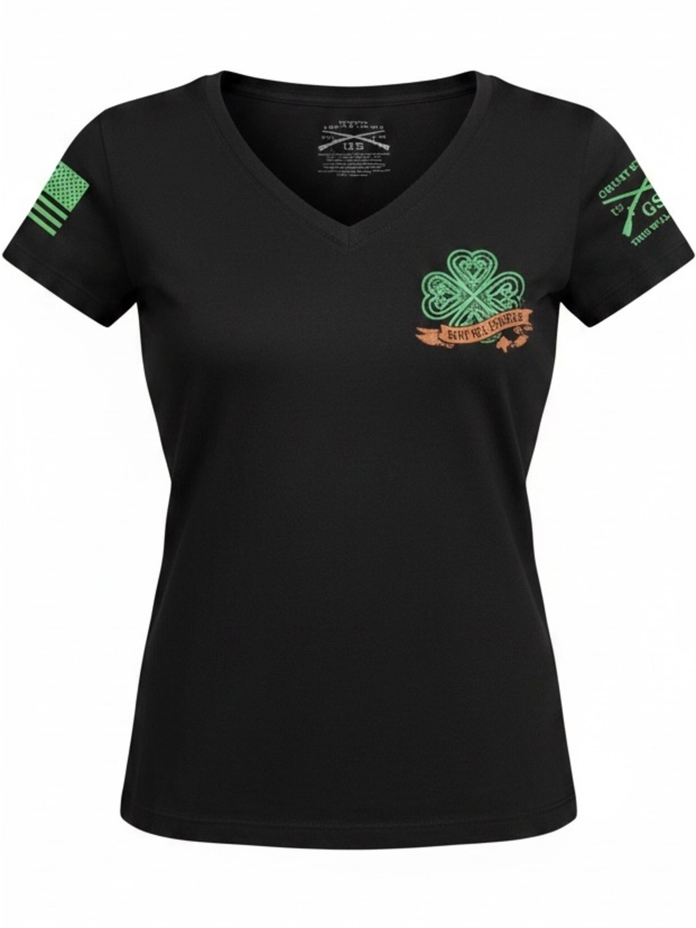 Grunt Style Black Tee Irish This We Will Defend American Flag Patriotic